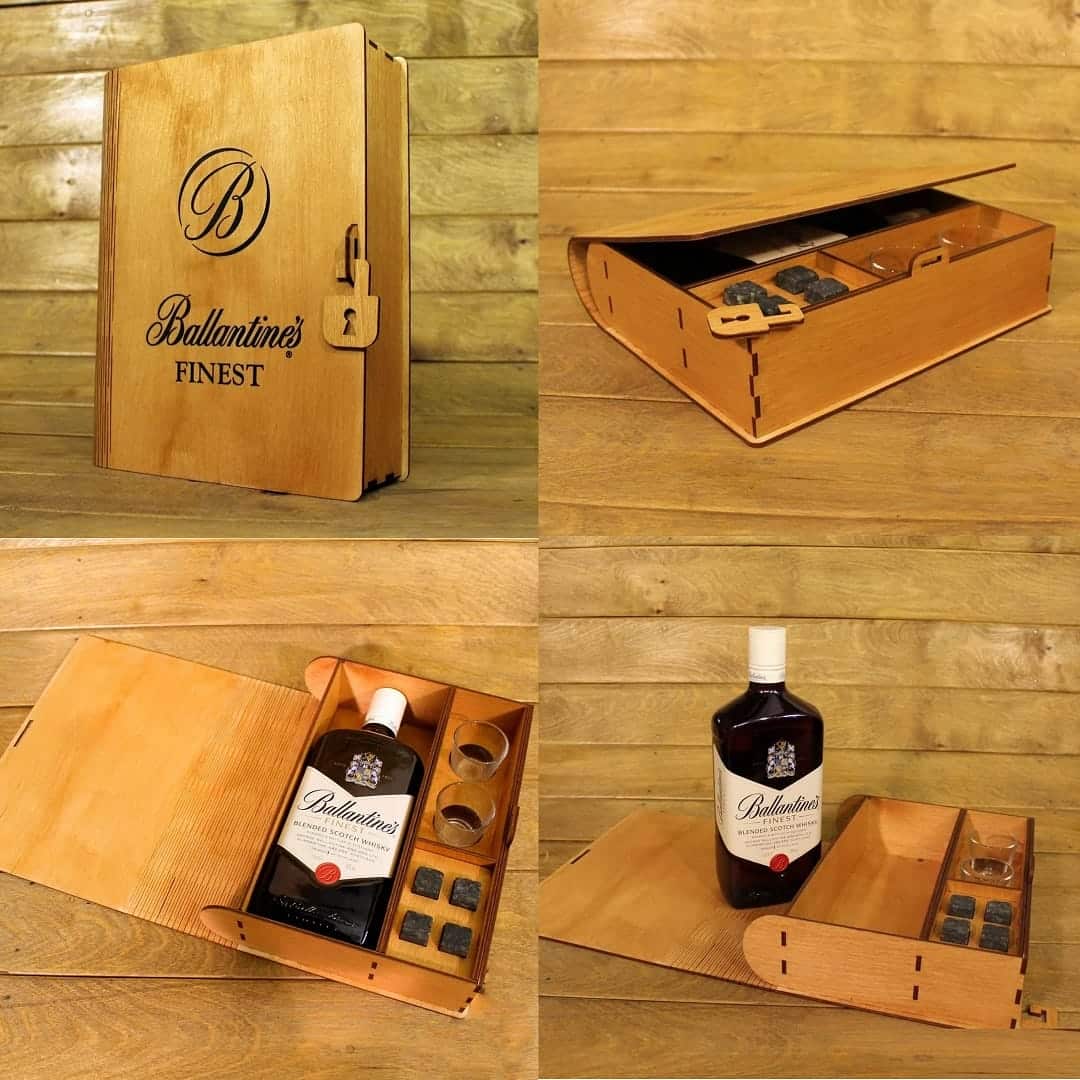 Engraved Whisky Ballantines Finest Gift Set Packaging Box Laser Cut File