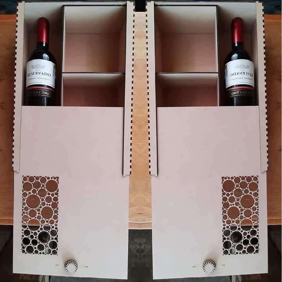 Slide Top Wine Bottle Box with Compartments Laser Cut File