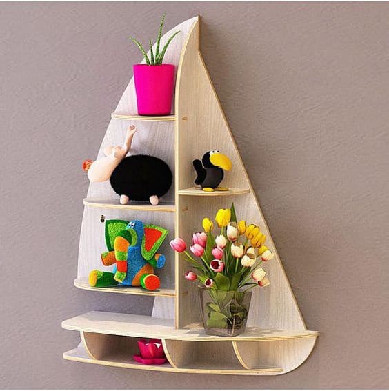 Laser Cut Boat Shaped Wall Mounted Shelf