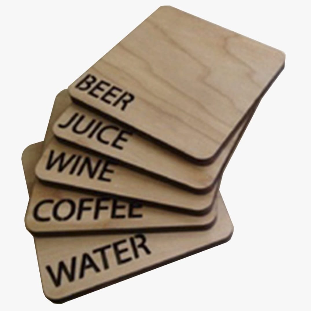 Square Wood Coaster Set for Drinks Laser Cut File