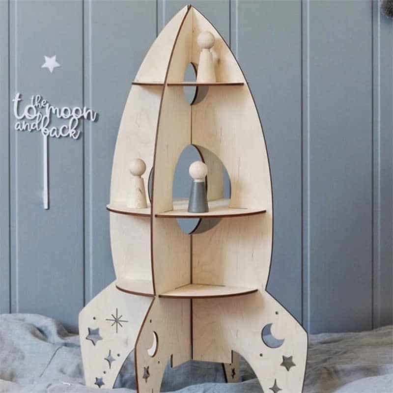 Laser Cut Rocket Shaped Standing Shelf