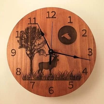Engraved Wood Reindeer Wall Clock Laser Cut File
