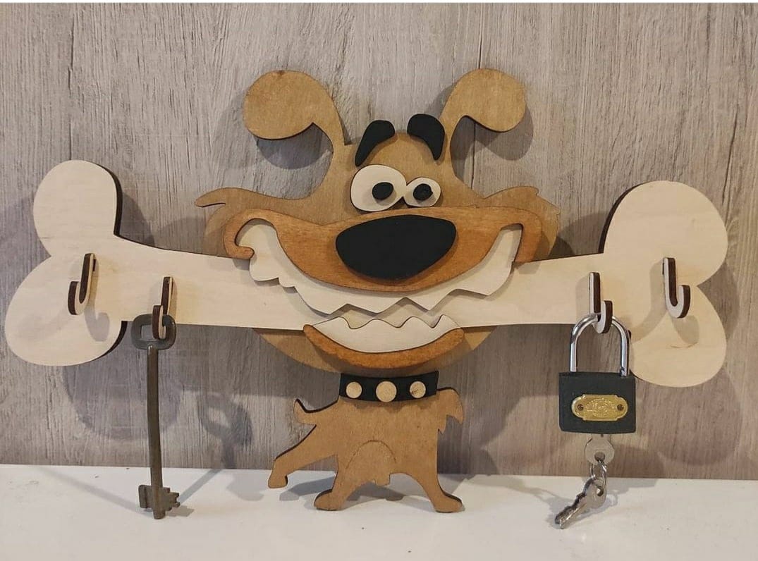 Laser Cut Dog Wall Key Holder Keyring Hanger
