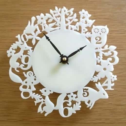 Forest Ivory Acrylic Wall Clock Laser Cut File
