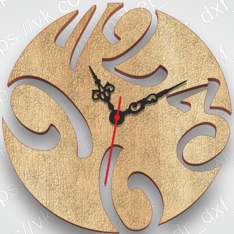 Four Numbers Wall Clock with Unique Artistic Cutout Design Laser Cut File