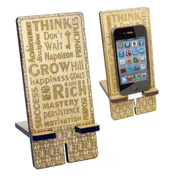 Wood Phone Stand with Inspirational Words Engraving Art Laser Cut File