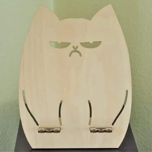 Grumpy Cat Wooden Phone Holder Stand Laser Cut File