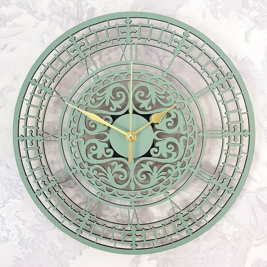 Elegant Floral Design Wall Clock Collection Laser Cut File