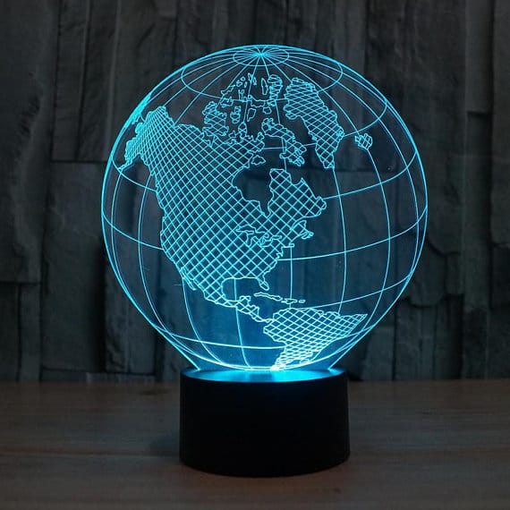 Globe 3D Illusion Night Light Lamp DXF File