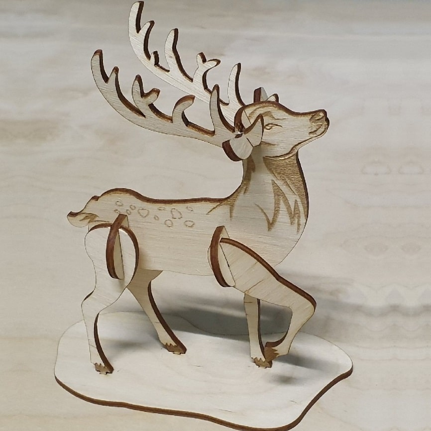 3D Wooden Reindeer Template Laser Cut File