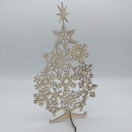 Snowflake Christmas Tree with Star on Top Laser Cut DXF File