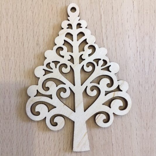 Wood Christmas Tree Hanging Ornament Laser Cut File