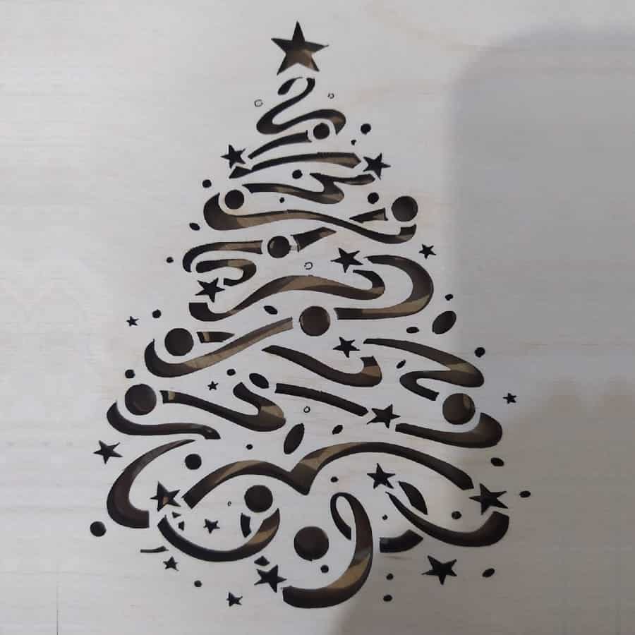 Swirly Christmas Tree Stencil Laser Cut File