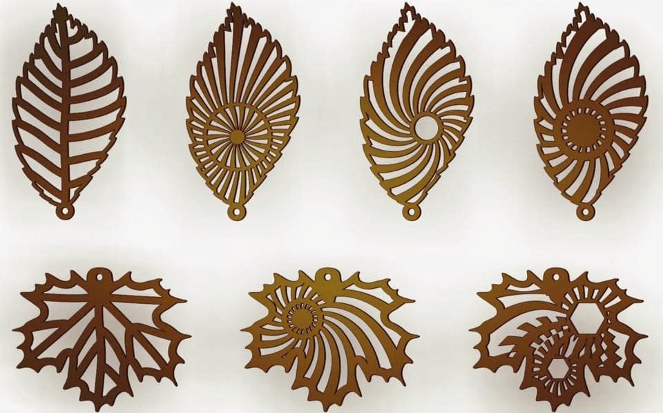 Laser Cut Wooden Leaf Earrings Collection