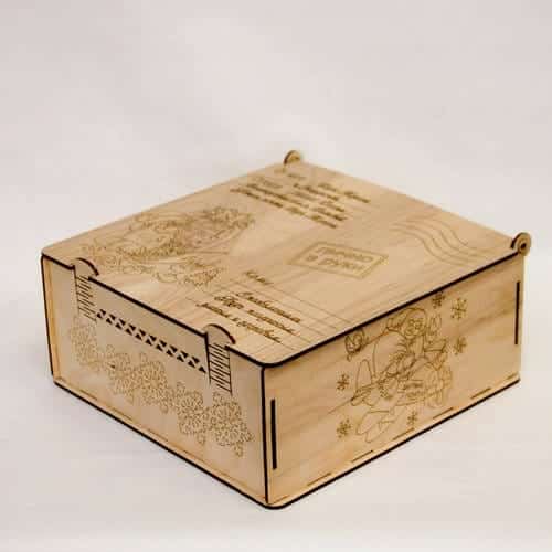 Custom Wood Engraved New Year Gift Box Laser Cut File