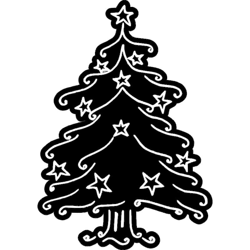 Christmas Tree with Stars Pattern Laser Cut DXF File