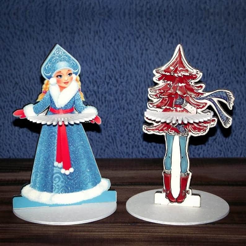 Snow Maiden Christmas Tree Napkin Holder Laser Cut File