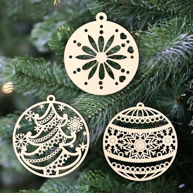 Christmas Tree Snowflake Bauble Toys Laser Cut File