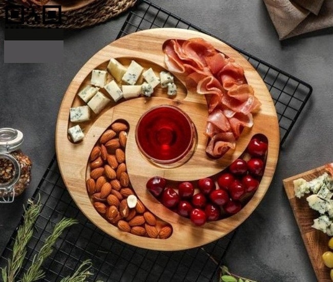 Laser Cut Nut Tray with Sections Circle and Square Collection