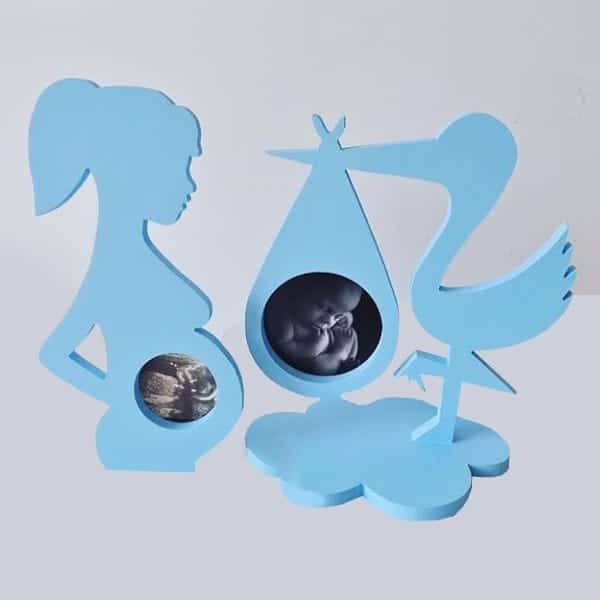Pregnant Woman and Stork Decorative Photo Frame Laser Cut File