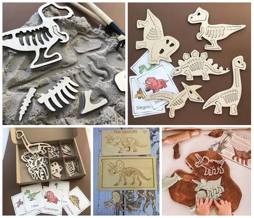 Dinosaur Skeleton Puzzle Play Set Laser Cut File