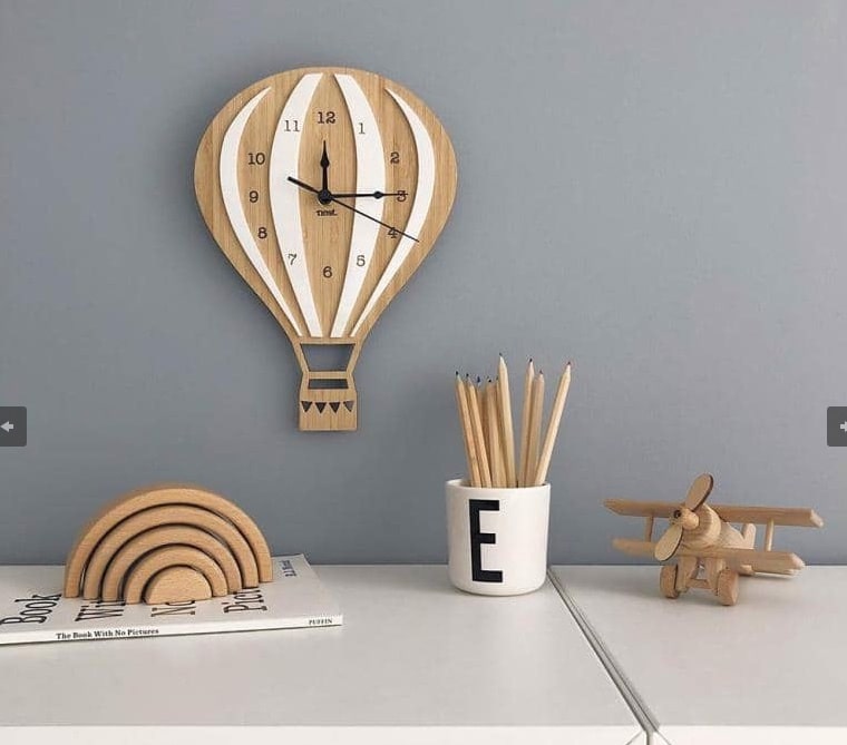 Laser Cut Hot Air Balloon Wooden Wall Clock