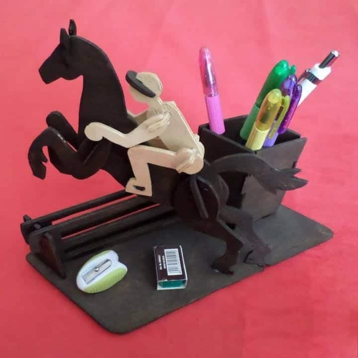 Horse Riding Pencil Holder Stand Laser Cut File