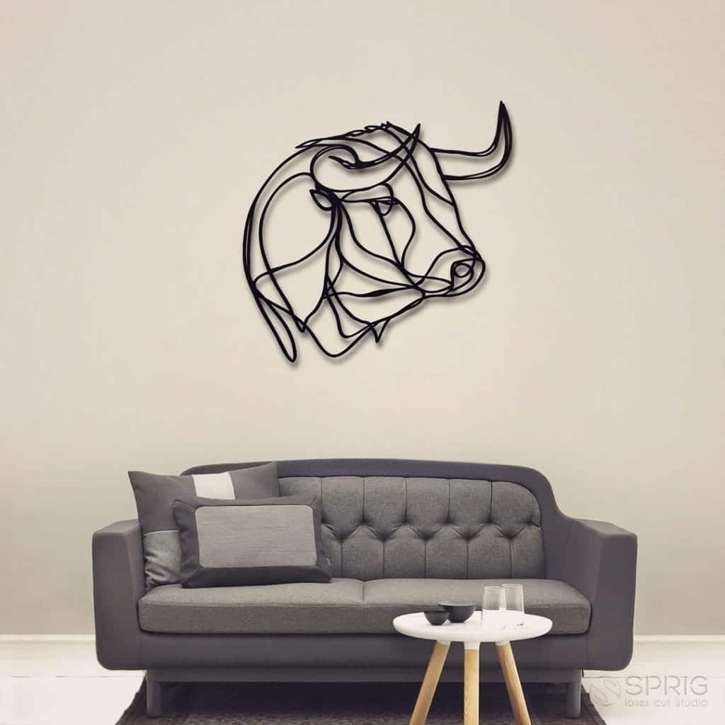 Bull Head Metal Wall Decor Laser Cut Line Art File
