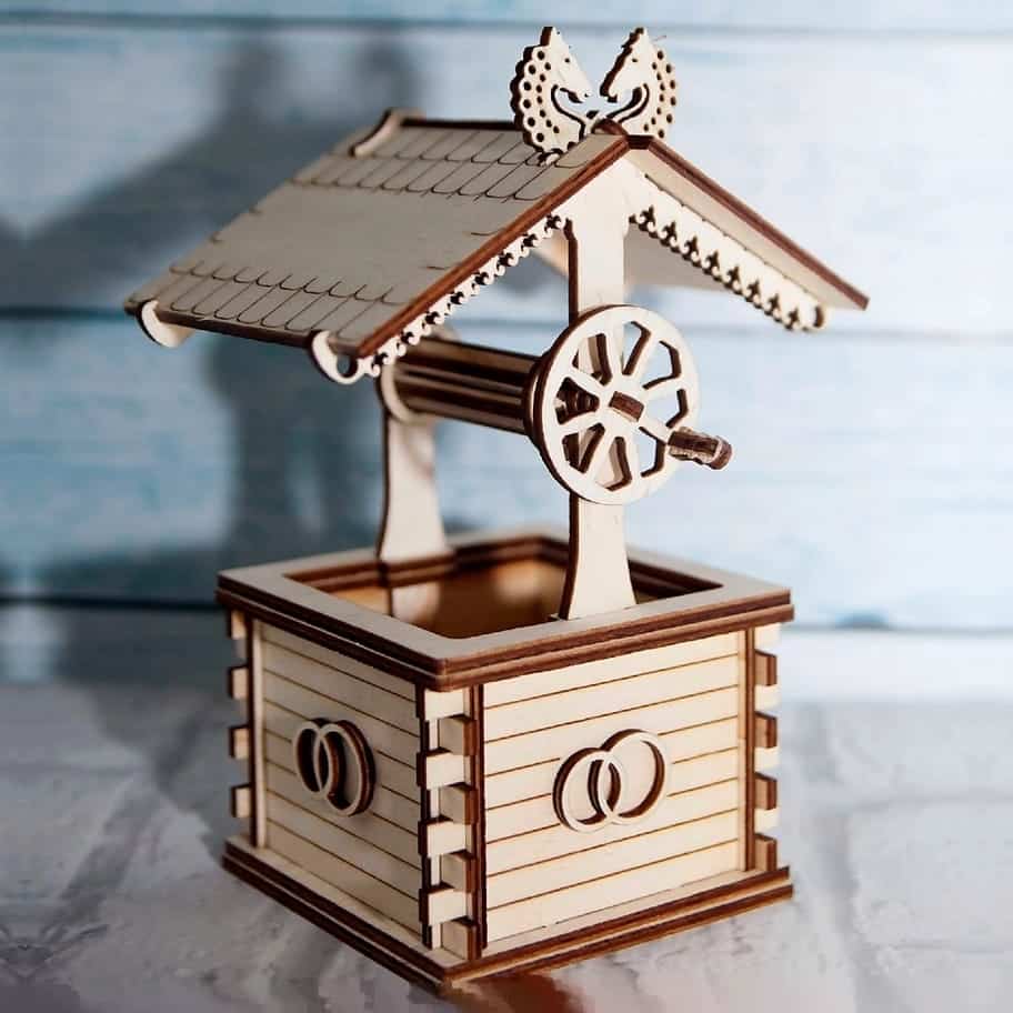 Plywood Water Well 3D Wooden Puzzle Model Laser Cut File