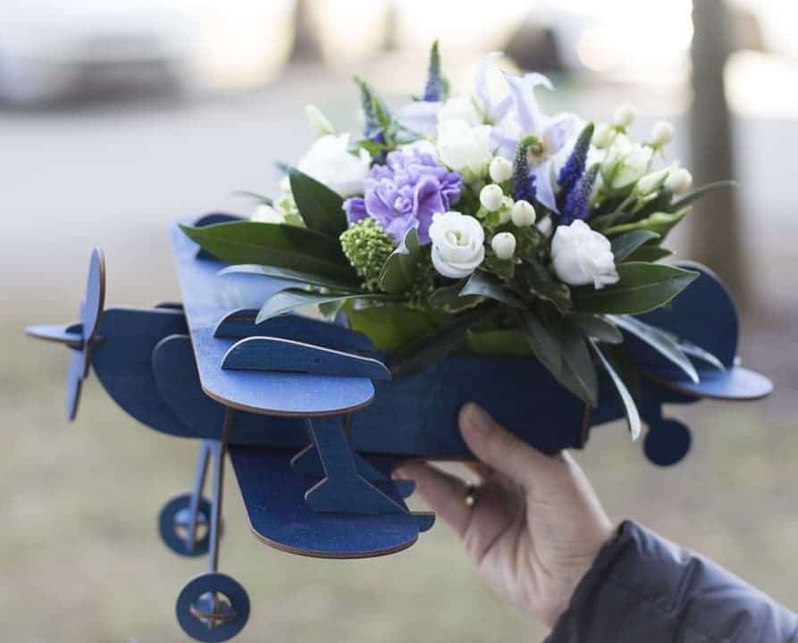 Laser Cut Airplane Model Flower Pot