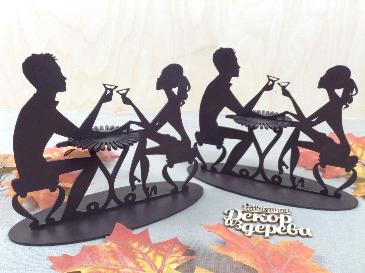 Laser Cut Couple Toasting Martini Glass Napkin Holder