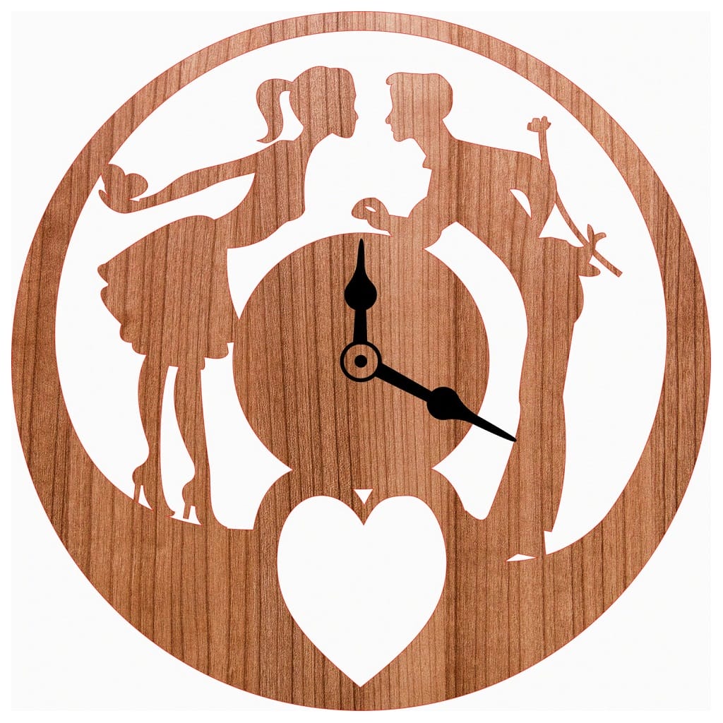 Romantic Couple Wooden Wall Clock Laser Cut File
