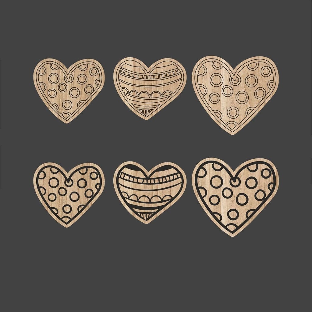 Wooden Heart Magnet Collection for V-Day Laser Cut File