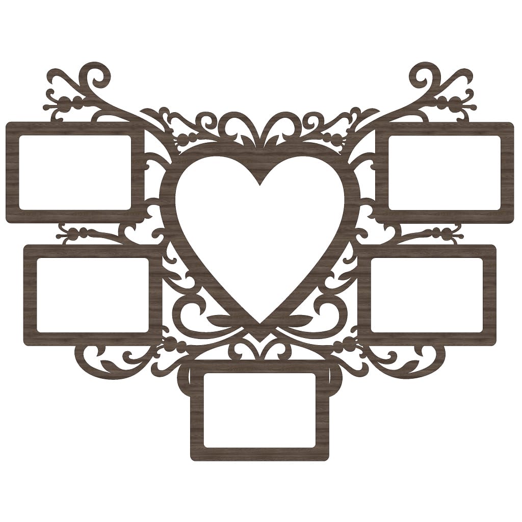Heart Photo Frame Collage for Married Couple Laser Cut File