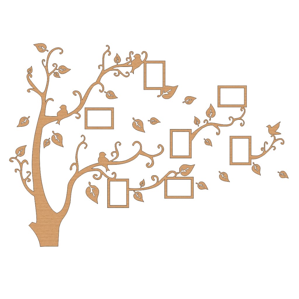 Family Tree Wall Stickers with Photo Frames Laser Cut File