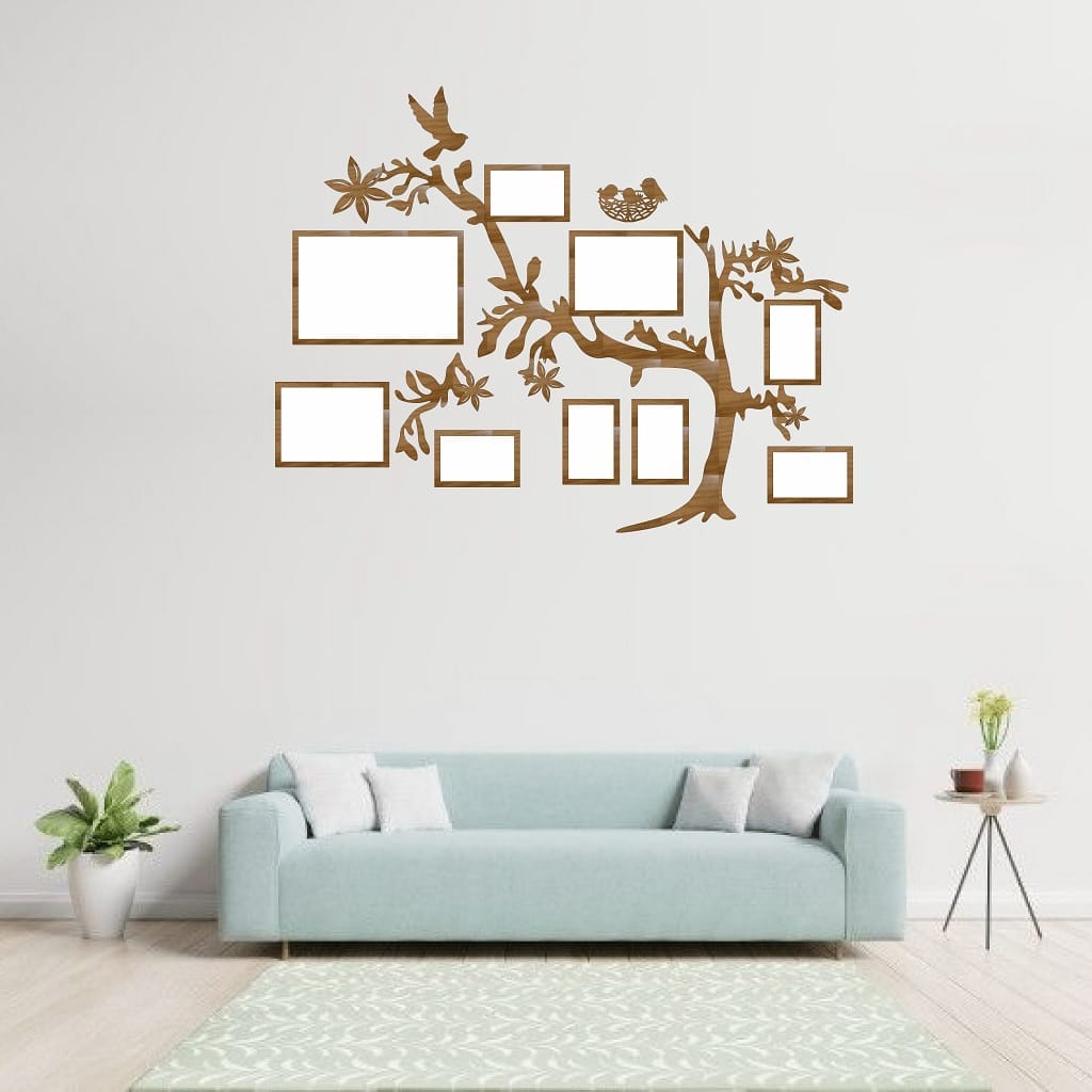 3D Acrylic Family Photo Frame Tree with Birds Laser Cut File