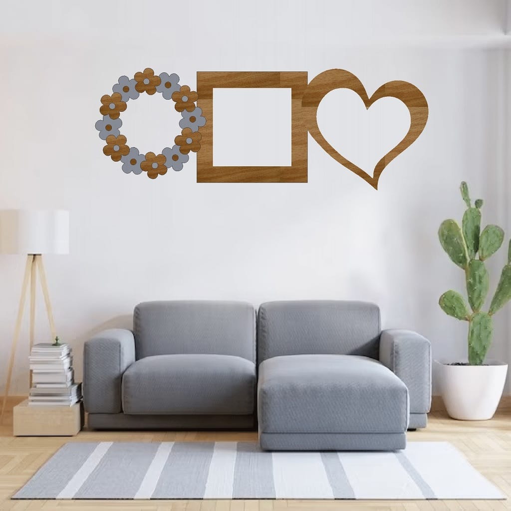 Heart and Wreath Family Photo Frame Laser Cut File