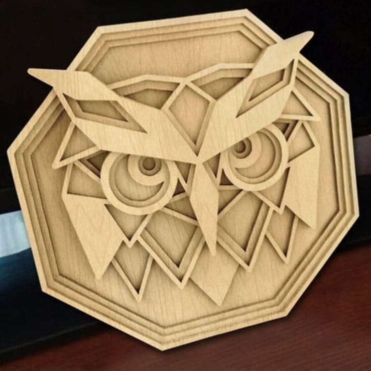 Layered Scroll Saw Pattern Owl Face Laser Cut DXF File