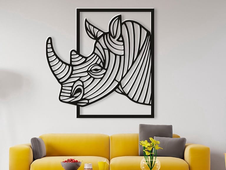 Metal Rhino Wall Art Panel Laser Cut DXF File