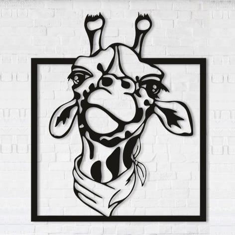 Giraffe Head Metal Wall Decor Panel Laser Cut DXF File