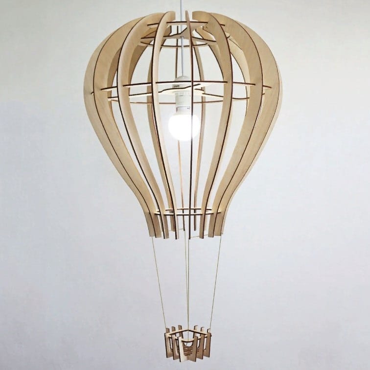 Wooden Hot Air Balloon Lampshade Laser Cut File