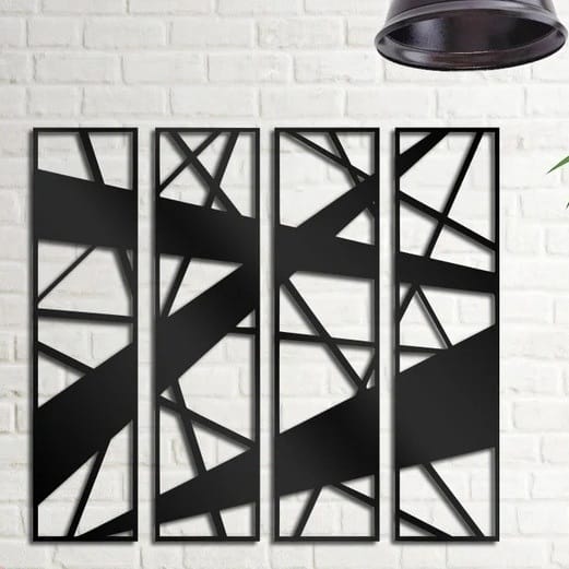 Geometric Line Wall Art Set of 4 Panels Laser Cut DXF File