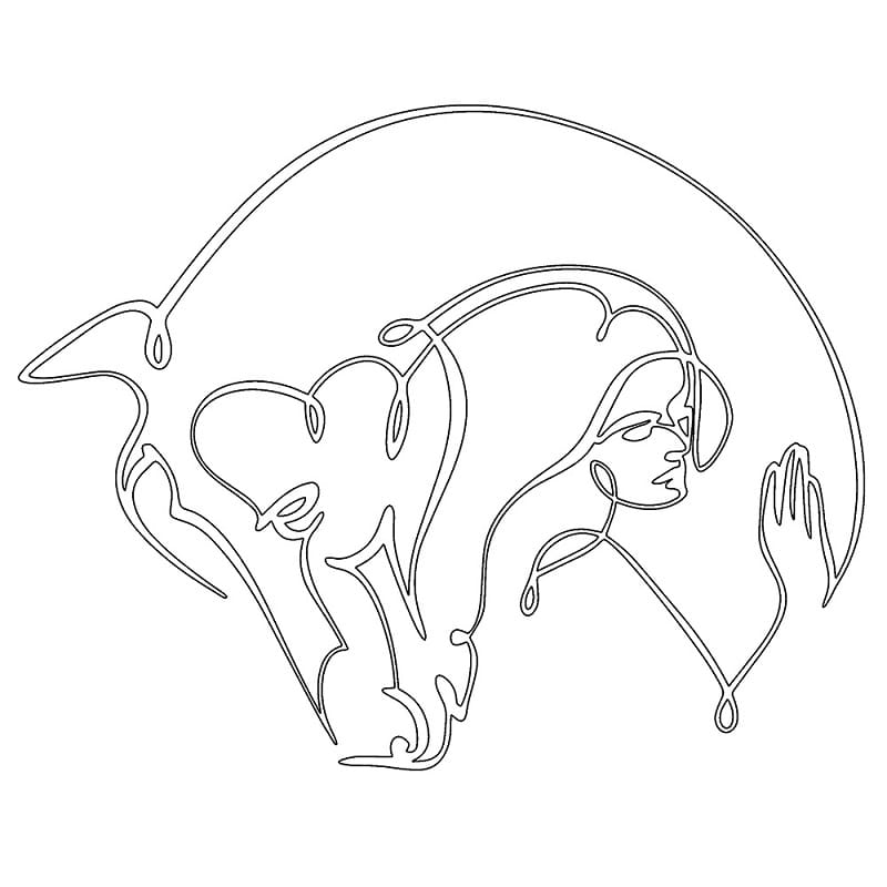 Horse With Girl Line Art Wall Decal Laser Cut DXF File