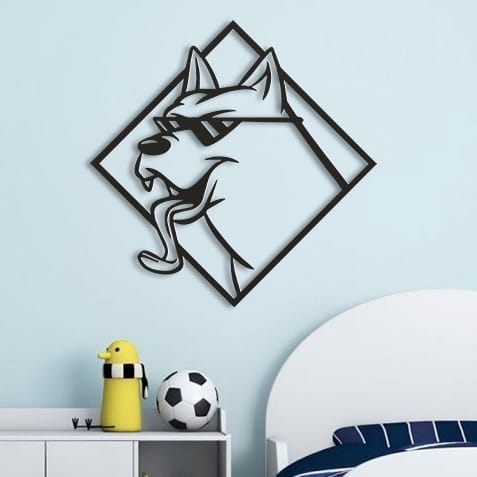 Dog with Glasses Wall Panel Decor Laser Cut DXF File