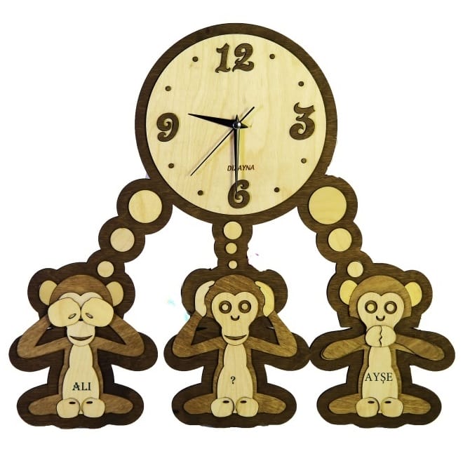 Three Monkey Wall Clock Laser Cut File