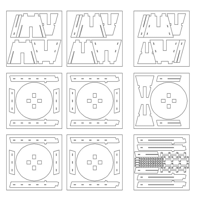 Trapezoid Mini Stool Layout Laser Cut File