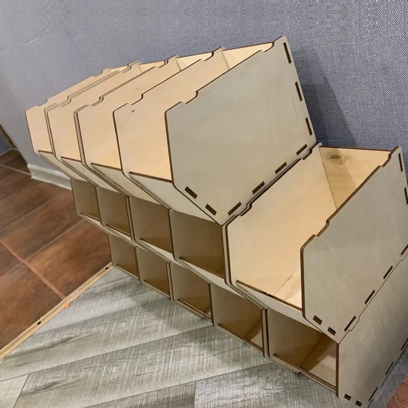 Wooden Stacking Bins Storage Box Laser Cut File