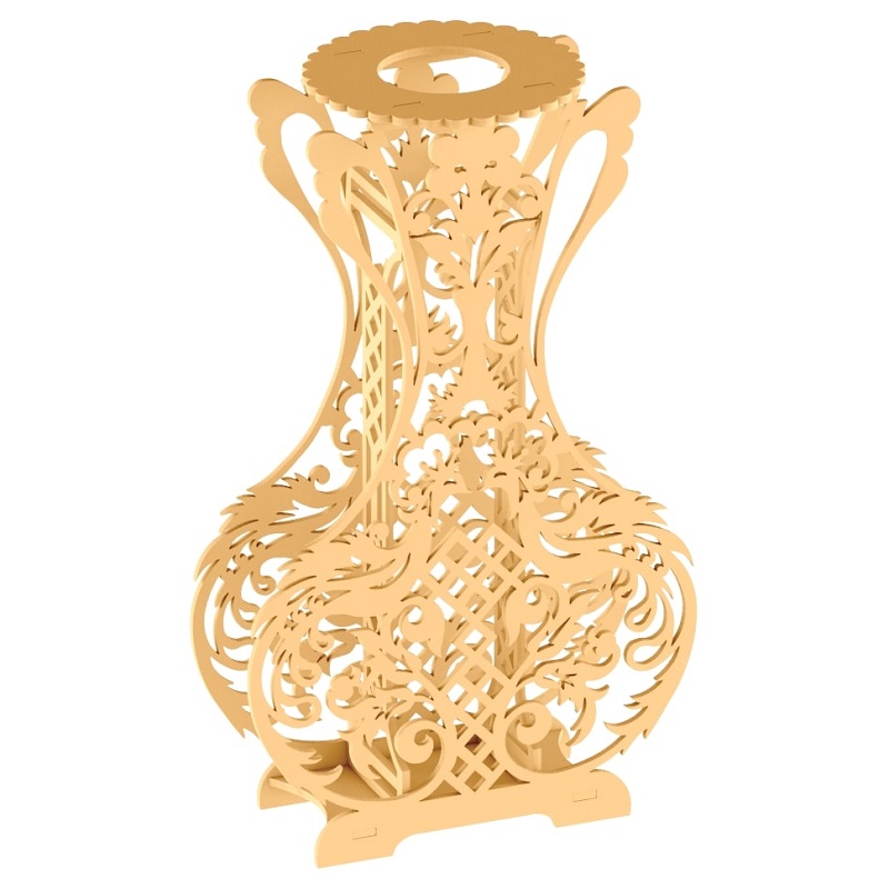 Carved Wooden Vase for Home Decor Laser Cut File