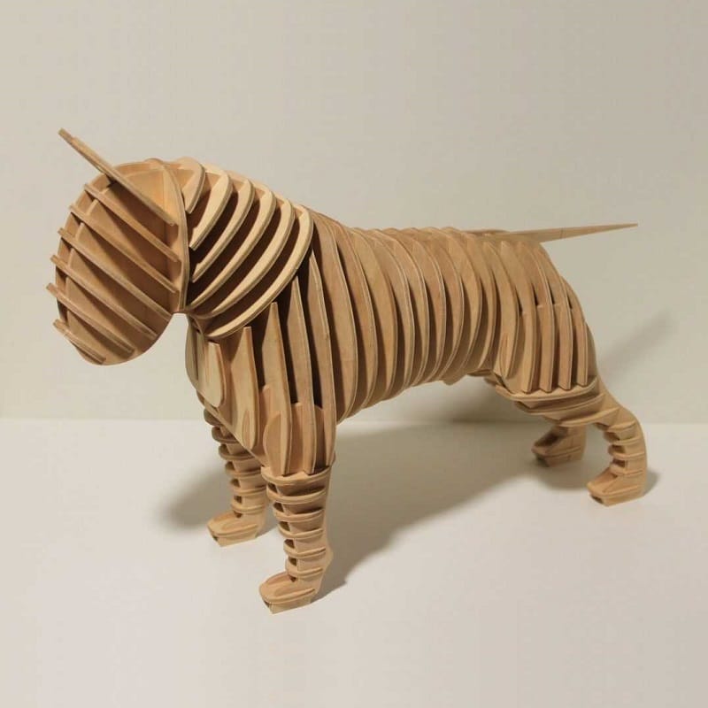Bull Terrier Dog 3D Puzzle Model Laser Cut File