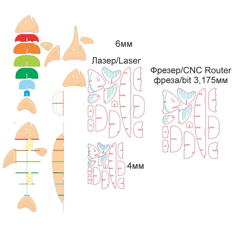 Polka Ryba Fish Wall Shelf Laser Cut File